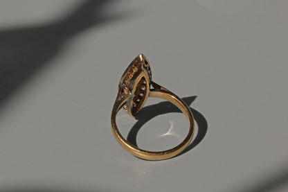 Antique victorian old cut diamond navette ring, in 18 carat gold