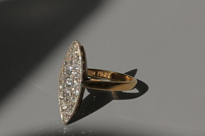 Antique victorian old cut diamond navette ring, in 18 carat gold