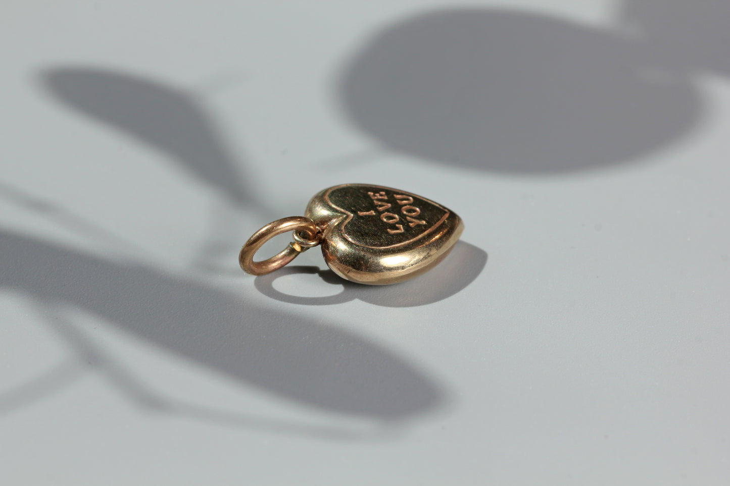 Vintage I love you heart charm, in 9 carat gold