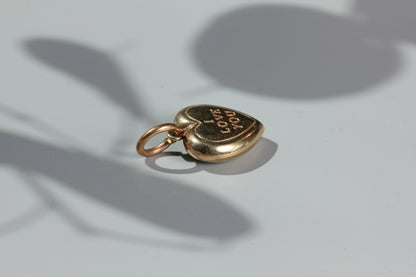 Vintage I love you heart charm, in 9 carat gold