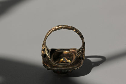 Antique georgian citrine and seed pearl ring, in 9 carat gold