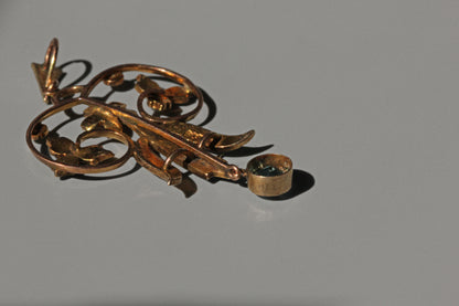 Antique victorian seed pearl and aquamarine pendant, in 9 carat gold