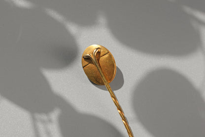 Antique victorian seed pearl & enamel pin, in 9 carat gold