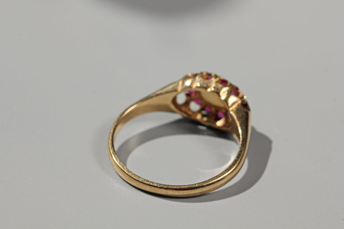 Vintage opal and ruby cluster ring, in 9ct gold