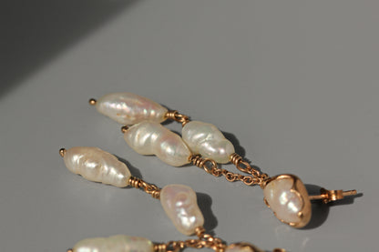 Antique baroque pearl drop earrings, in 9 carat gold