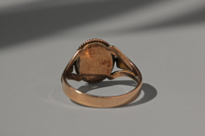 Antique edwardian hairwork mourning ring, in 9 carat gold