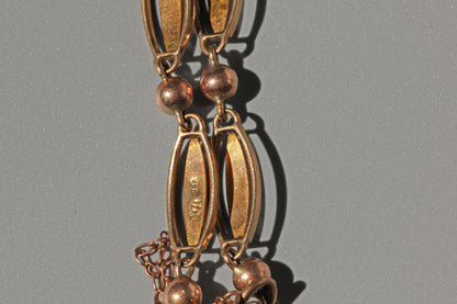 Antique victorian fancy link bracelet with heart padlock, in 9 carat gold