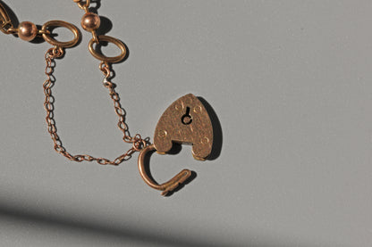 Antique victorian fancy link bracelet with heart padlock, in 9 carat gold
