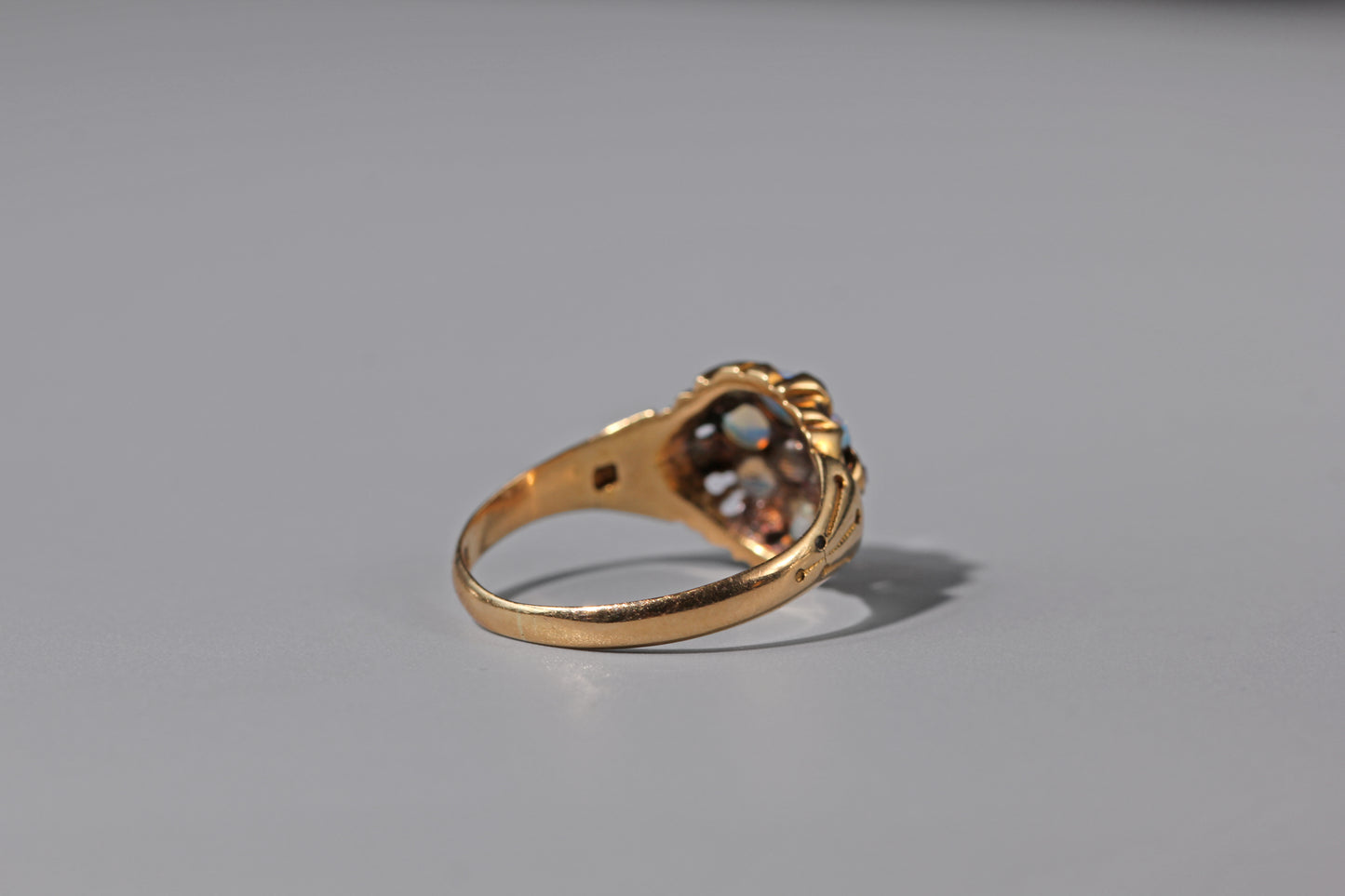 Antique victorian opal & amethyst celestial cluster ring, in 18 carat gold