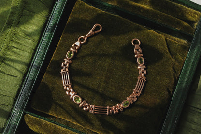 Vintage fancy link albert chain peridot bracelet, in 9 carat gold