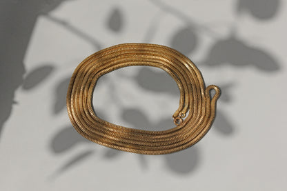 Antique snake link 70" necklace chain, in gold pinchbeck
