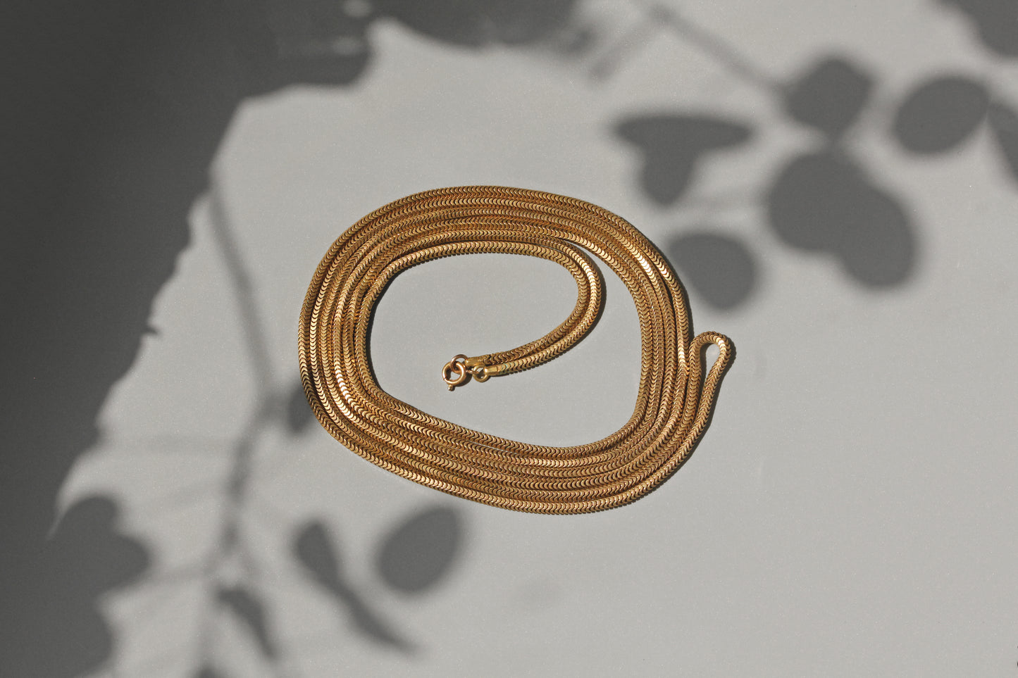 Extra long antique gold stacking chain, with bolt ring