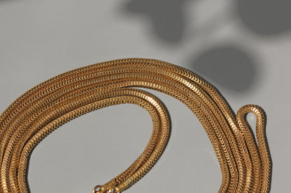 Antique snake link 70" necklace chain, in gold pinchbeck