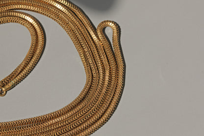 Antique snake link 70" necklace chain, in gold pinchbeck
