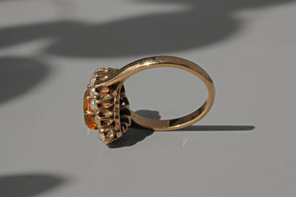Vintage citrine and pearl marquise ring, in 9 carat gold