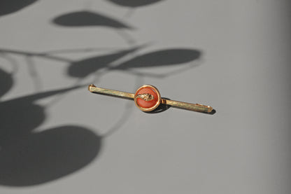 Antique victorian coral serpent snake brooch, in 9 carat gold