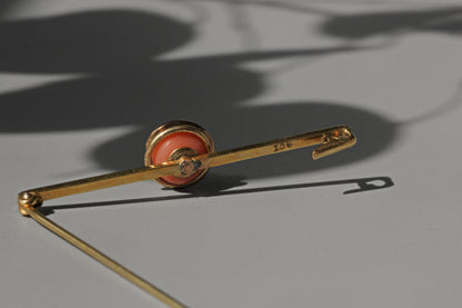 Antique victorian coral serpent snake brooch, in 9 carat gold