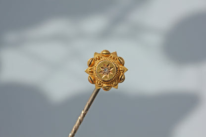 Antique victorian celestial diamond star pin, in 15ct gold