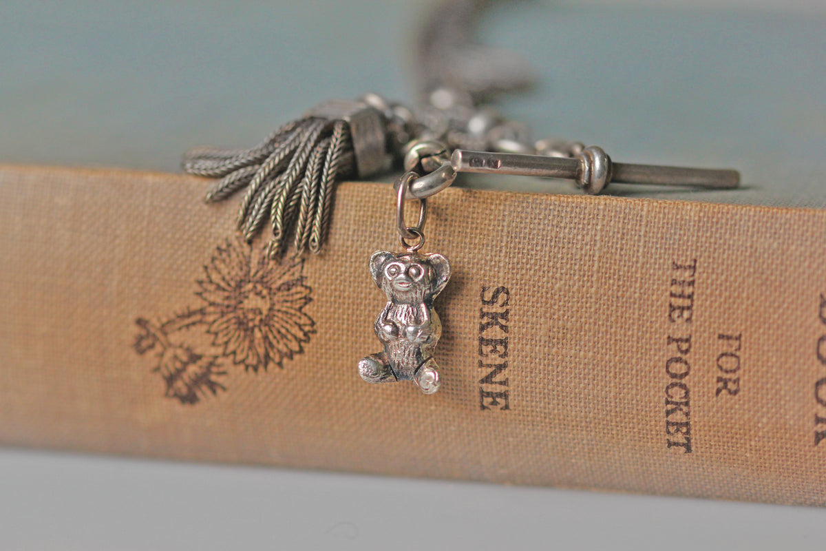 1970s figural teddy bear charm in sterling silver
