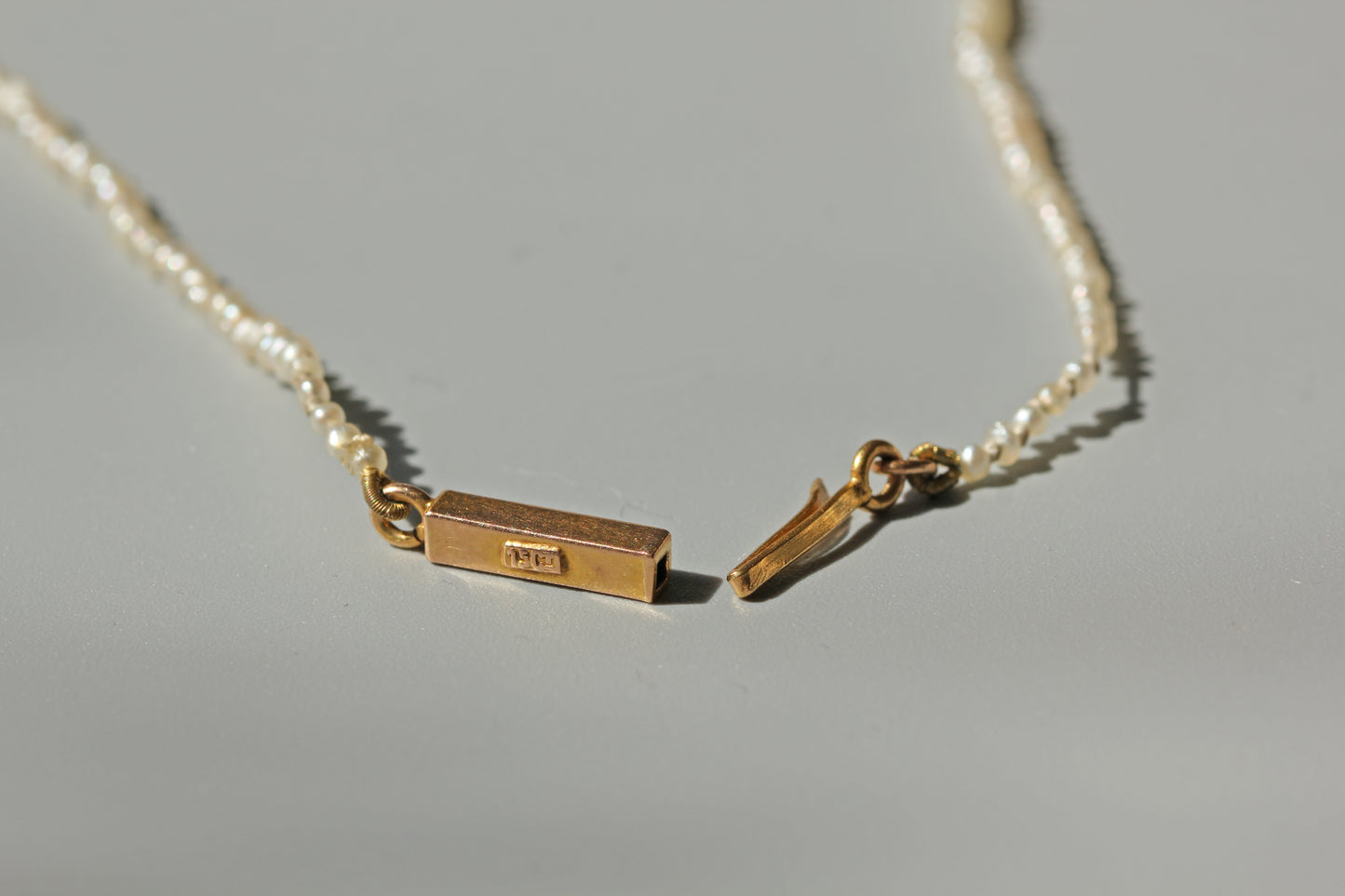Antique citrine and pearl fringe necklace, with 15ct gold clasp