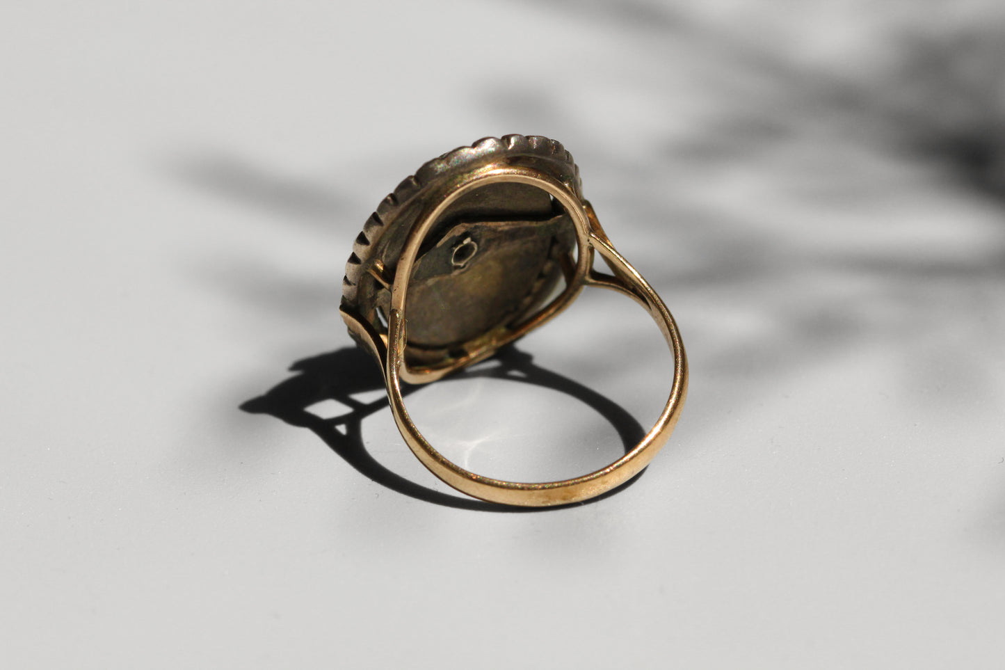 Antique victorian blue enamel marcasite ring, in 9 carat gold