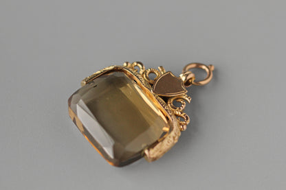 Antique citrine spinning fob seal pendant, in 9 carat gold