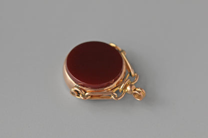 Antique edwardian carnelian and bloodstone fob seal, in 9 carat gold