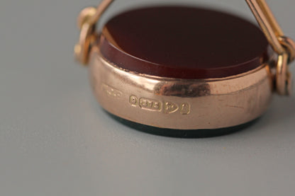 Antique edwardian carnelian and bloodstone fob seal, in 9 carat gold