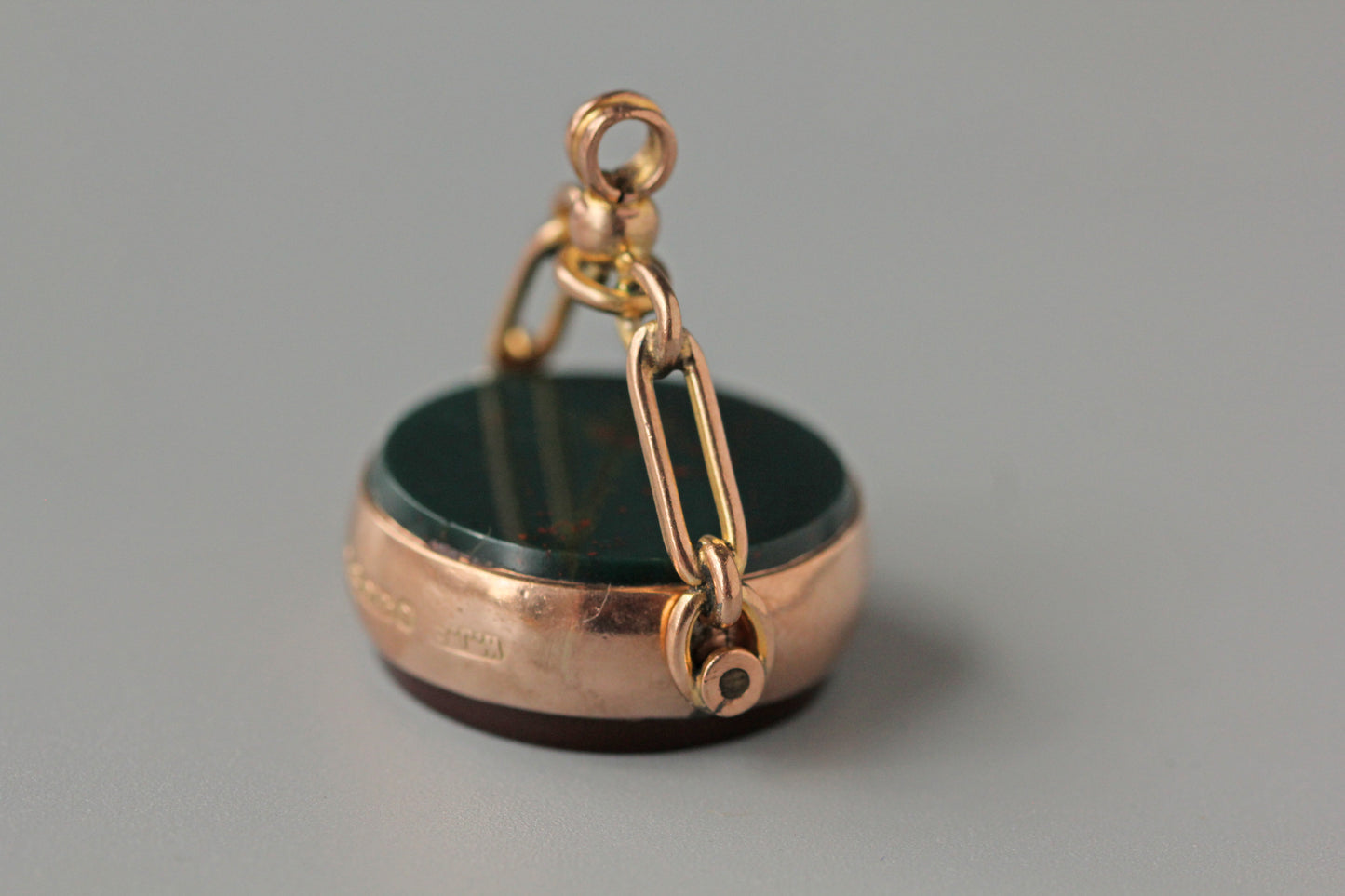 Antique edwardian carnelian and bloodstone fob seal, in 9 carat gold