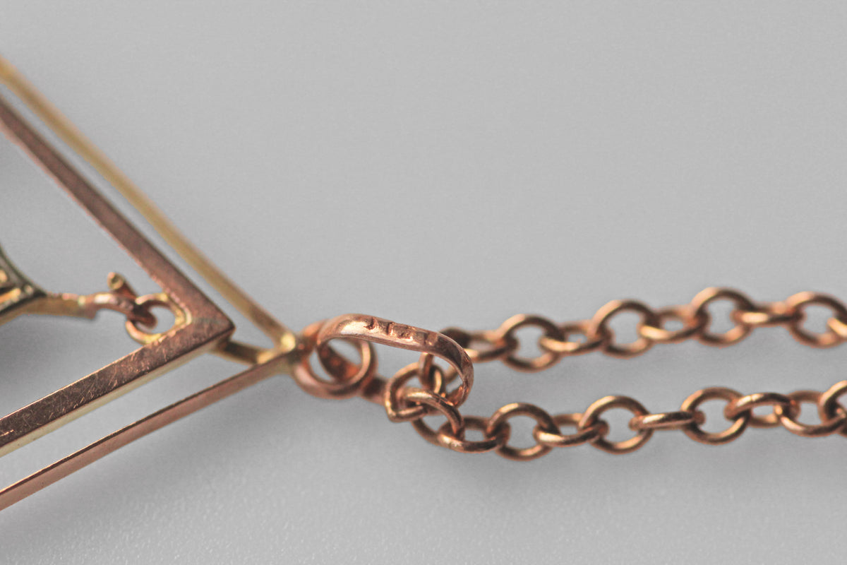 hallmarks of Victorian green tourmaline and pearl pendant
