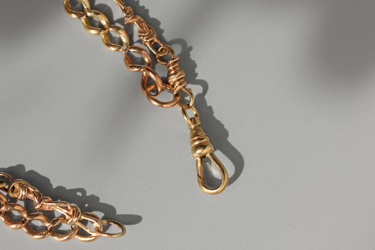 Antique double strand fancy link chain bracelet, in 9ct gold