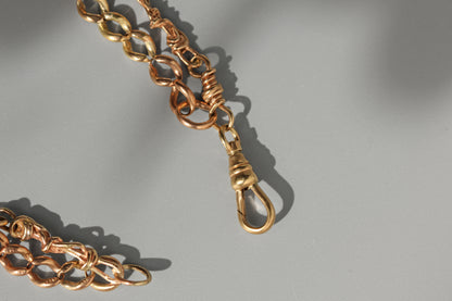 Antique double strand fancy link chain bracelet, in 9ct gold