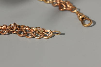 Antique double strand fancy link chain bracelet, in 9ct gold