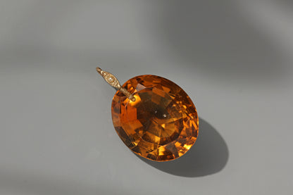 Antique edwardian citrine and seed pearl pendant, in 9ct gold