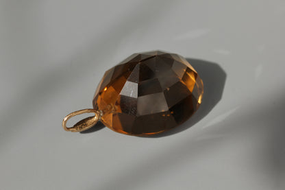 Antique edwardian citrine and seed pearl pendant, in 9ct gold