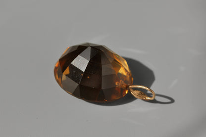 Antique edwardian citrine and seed pearl pendant, in 9ct gold