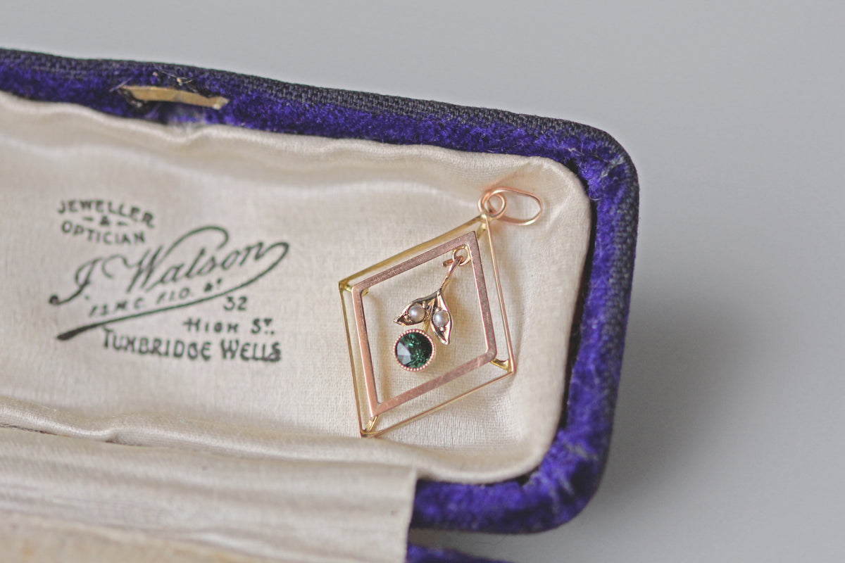 Victorian navette shaped pendant with openwork gold frame
