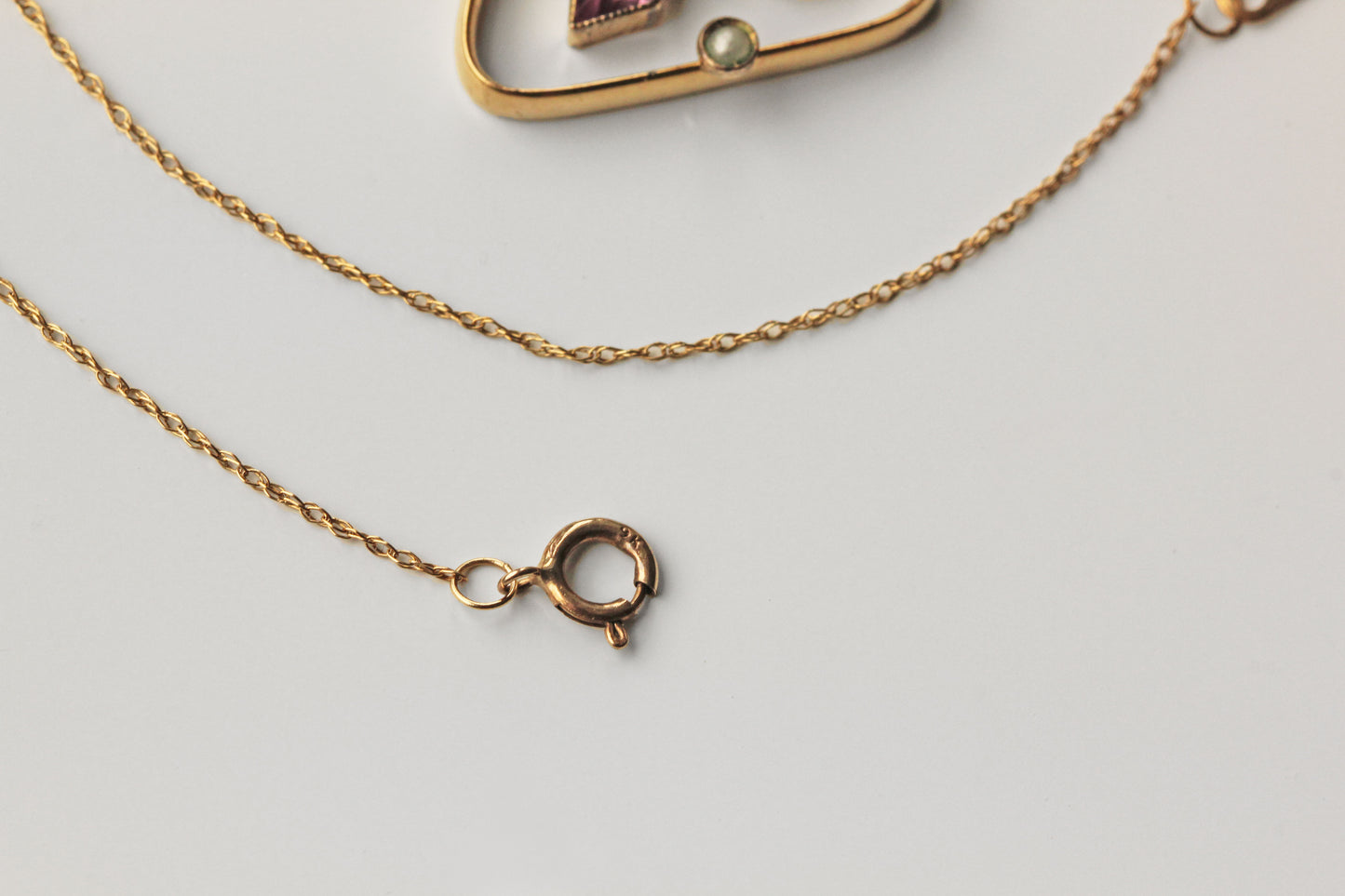 Antique edwardian amethyst paste & seed pearl pendant necklace, 9 carat gold