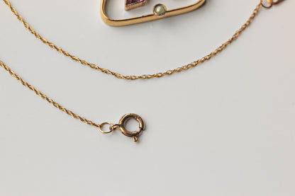 Antique edwardian amethyst paste & seed pearl pendant necklace, 9 carat gold