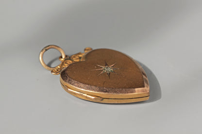 Vintage rose cut diamond heart shaped locket, in 9ct gold