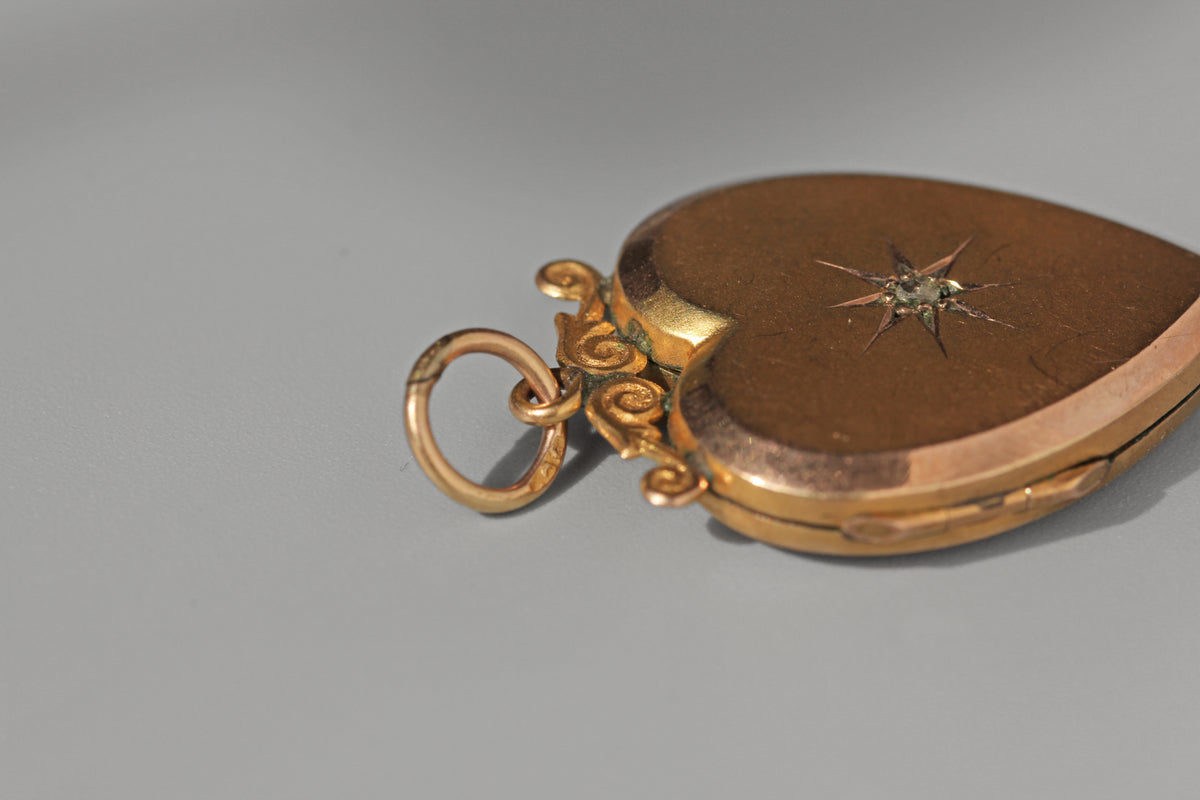 Vintage rose cut diamond heart shaped locket, in 9ct gold