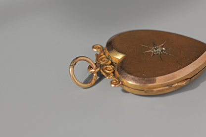 Vintage rose cut diamond heart shaped locket, in 9ct gold