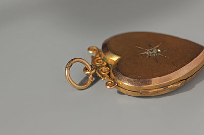 Vintage rose cut diamond heart shaped locket, in 9ct gold