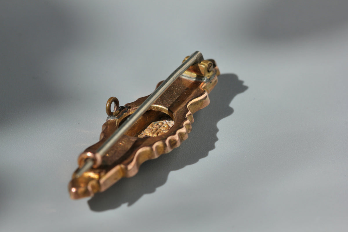 Antique victorian diamond and pink spinel brooch, in 9ct gold