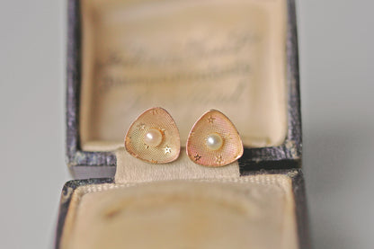 Vintage akoya pearl celestial star earrings, in 9 carat gold