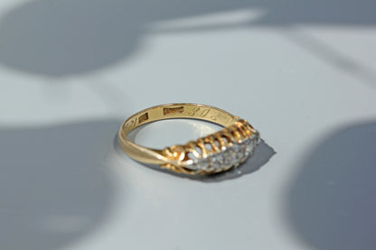 Hallmarks on antique diamond ring, 18ct gold
