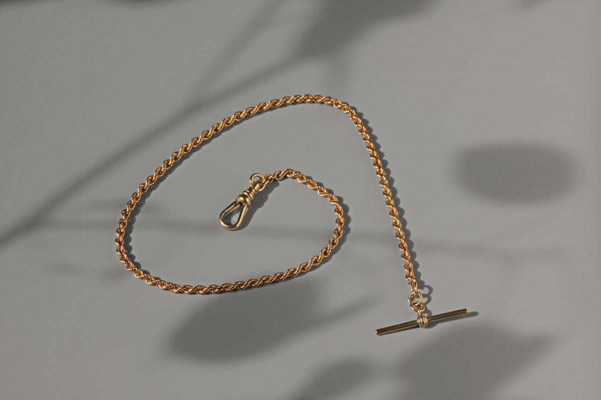 Antique 9ct gold twist link Albert chain necklace