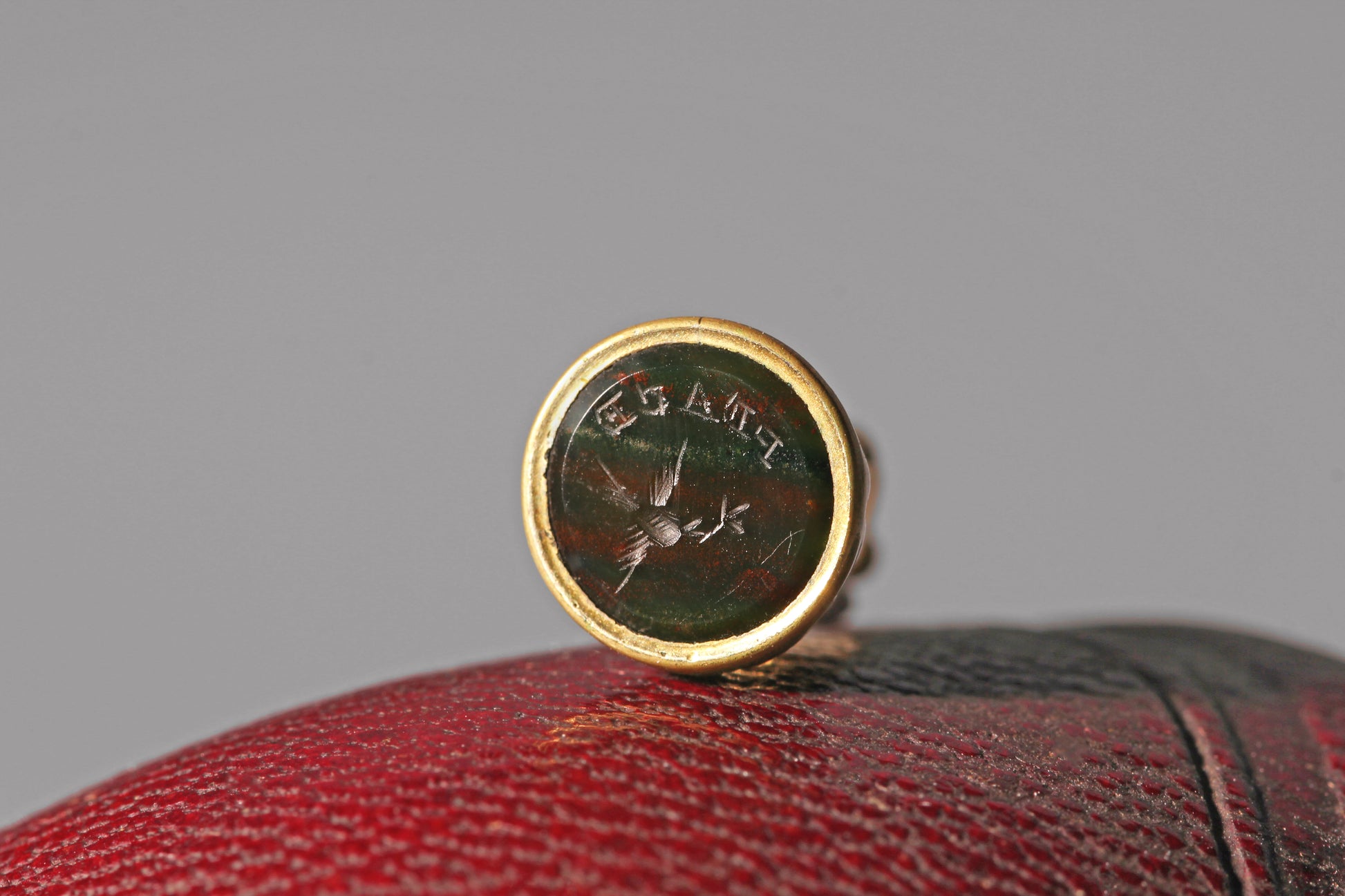 Victorian style bloodstone seal fob pendant
