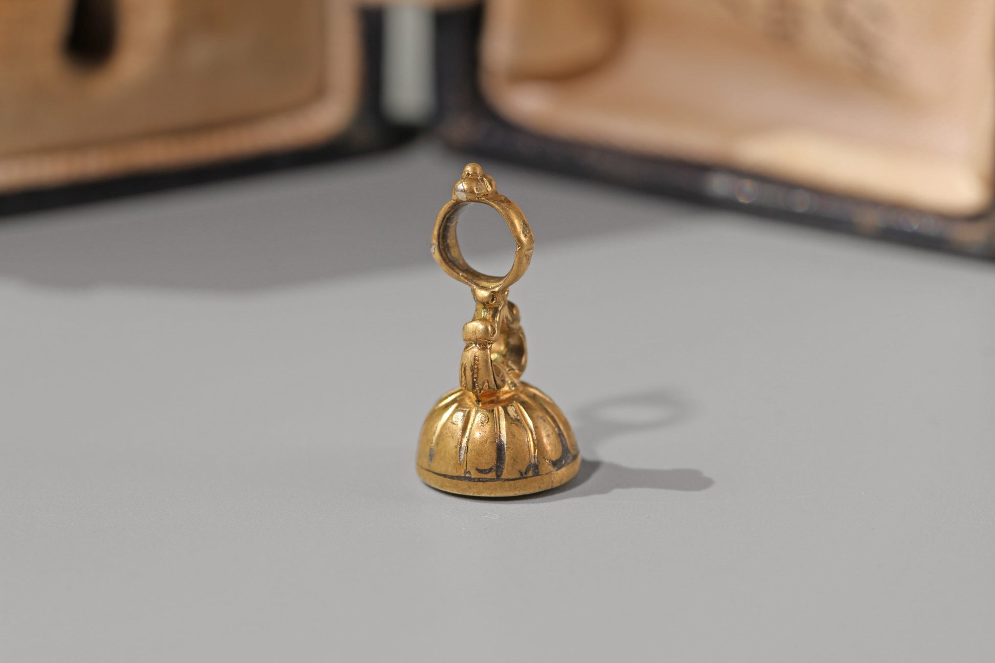 Antique jewellery detail of engraved bloodstone intaglio
