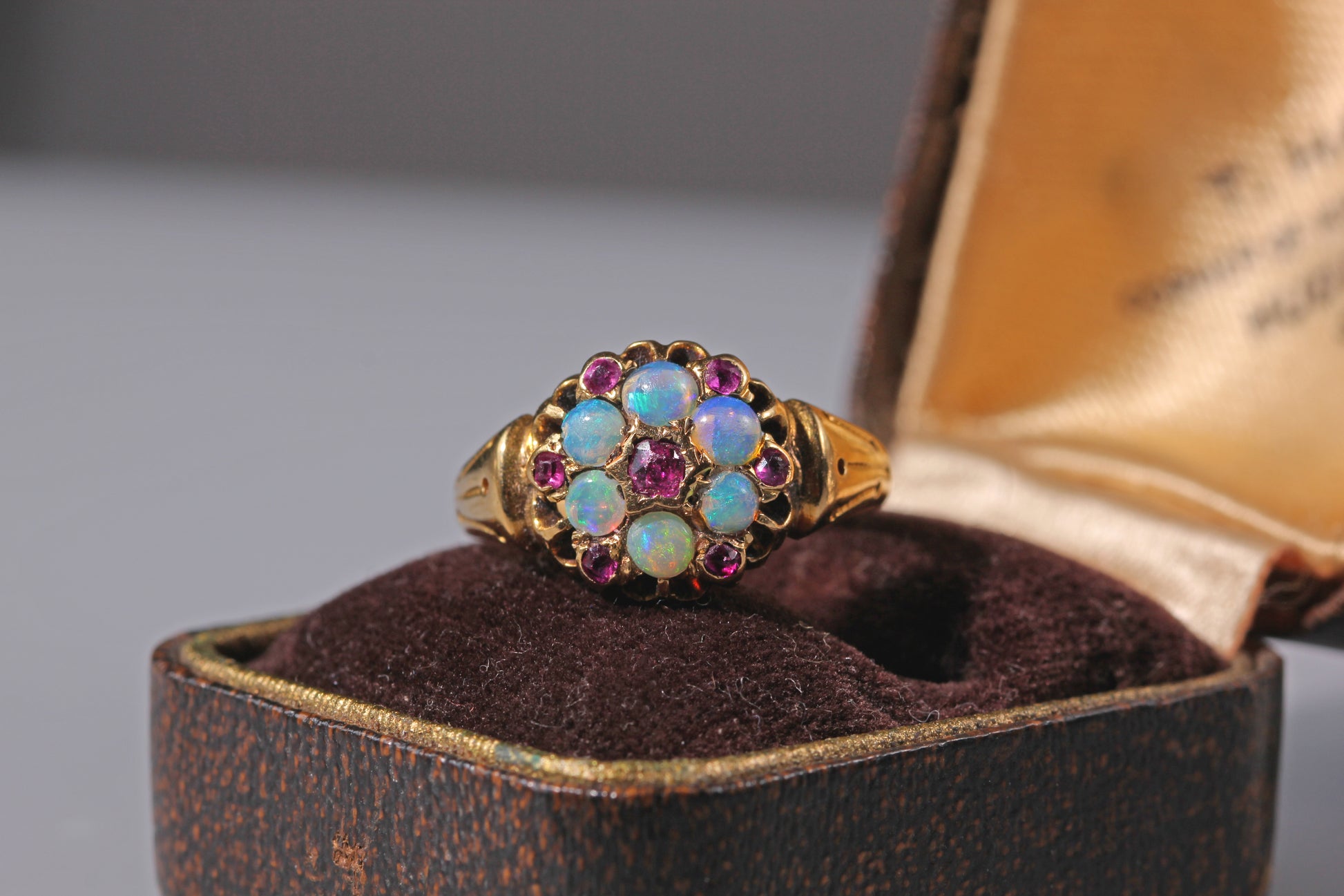 antique opal ring with amethyst in 18ct gold